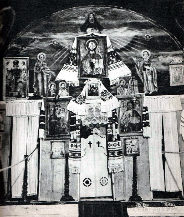 Altar of the old wooden church at Nicula