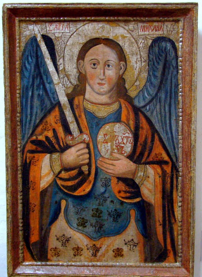 Arhanghelul Mihail, detaliu de la biserica din Bârsana