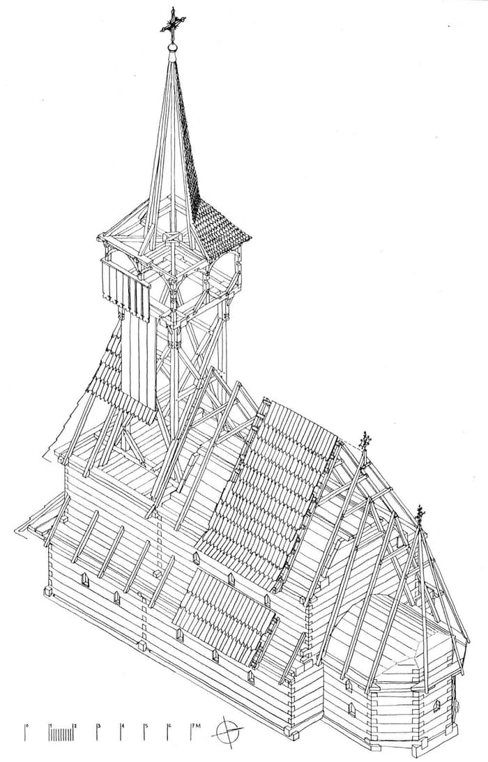 Disegno assonometrico della chiesa di Ieud Deal