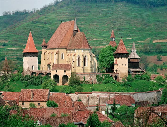The fortified church of Biertan (Birthälm) on its hill