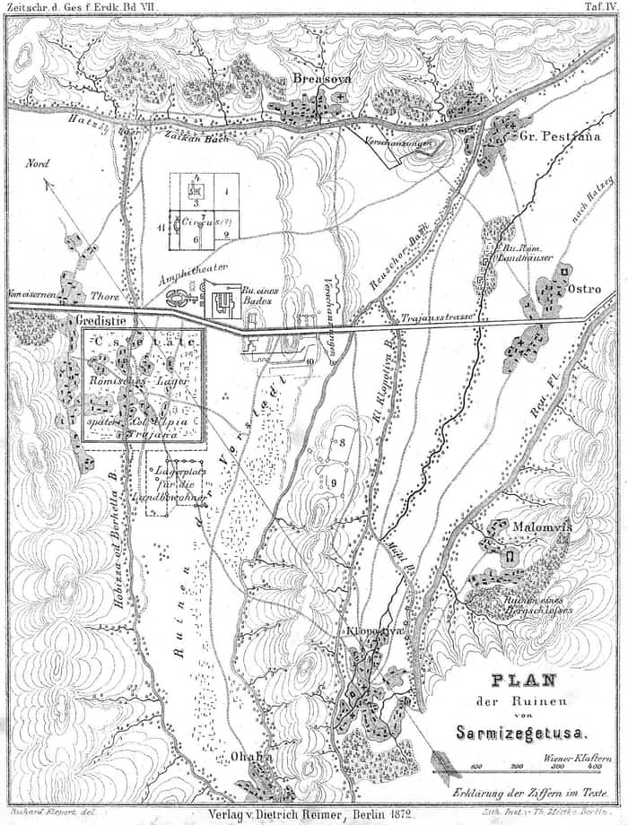 Plan de la ville romaine d’Ulpia Traiana Sarmizegetusa