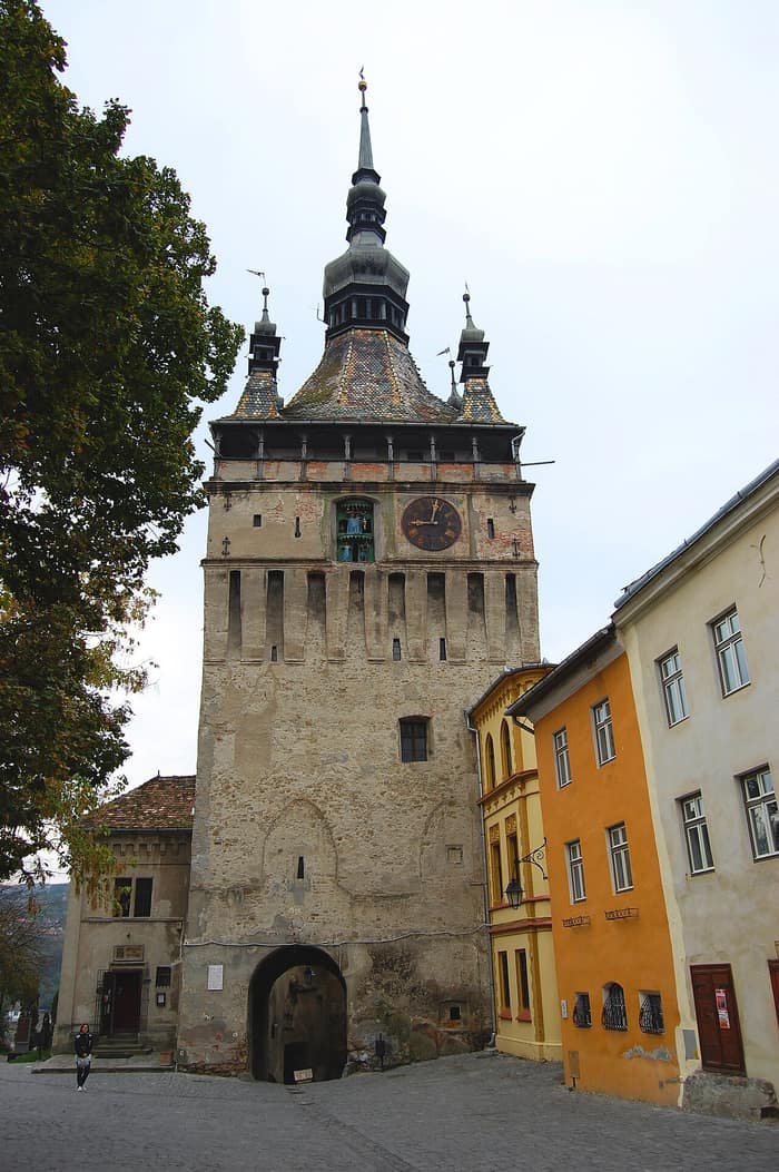 La tour de l’Horloge vue depuis la ville haute de Sighișoara